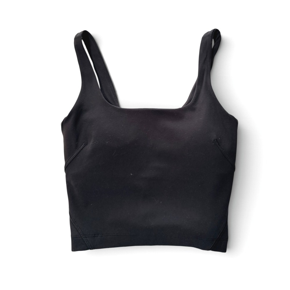 Lululemon Nulu fold tight crop yoga tank top black Square Neck size 2